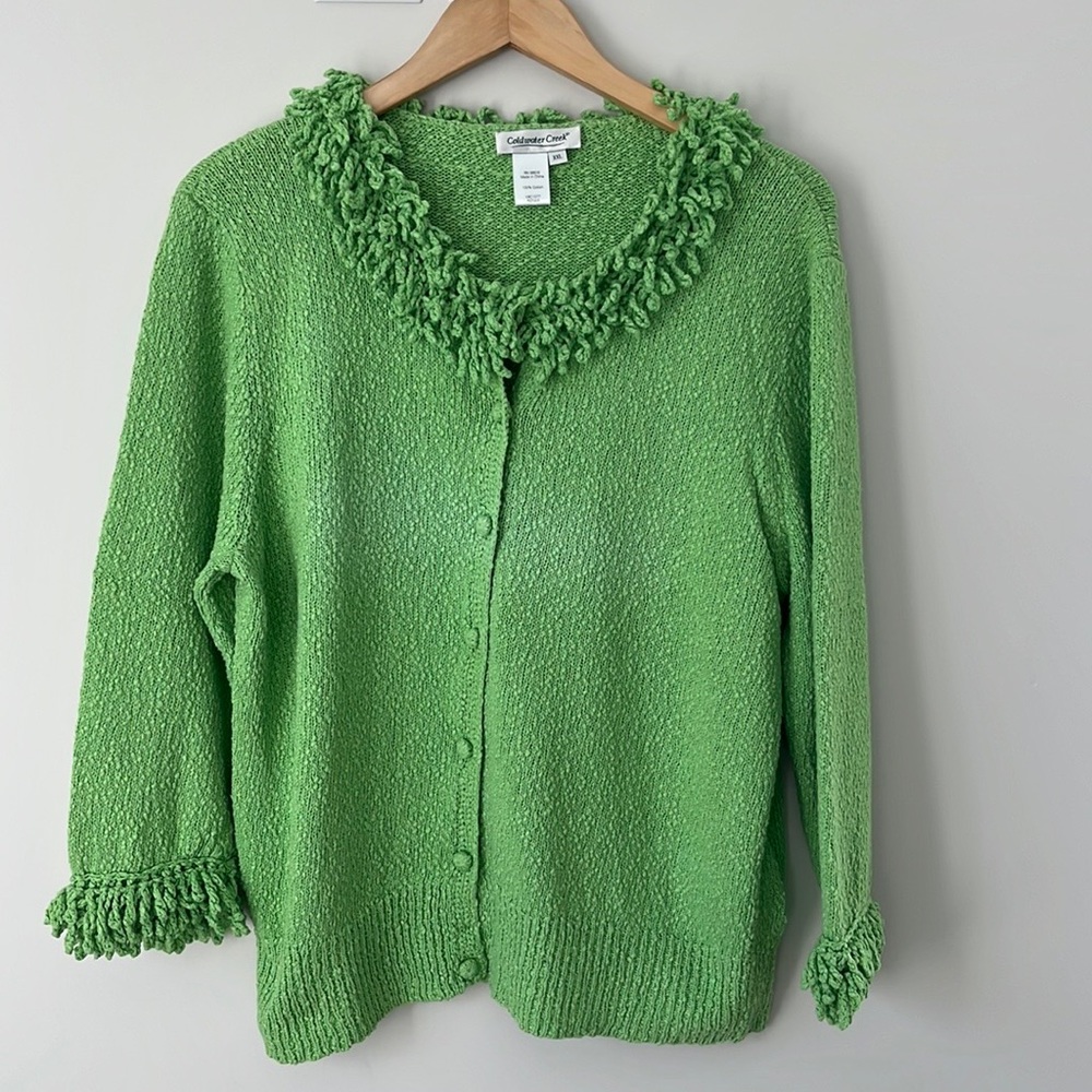 Coldwater Creek Size XXL Green Button-down Sweater
